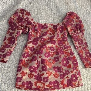 BKE Floral Mini Dress - Pink and Red